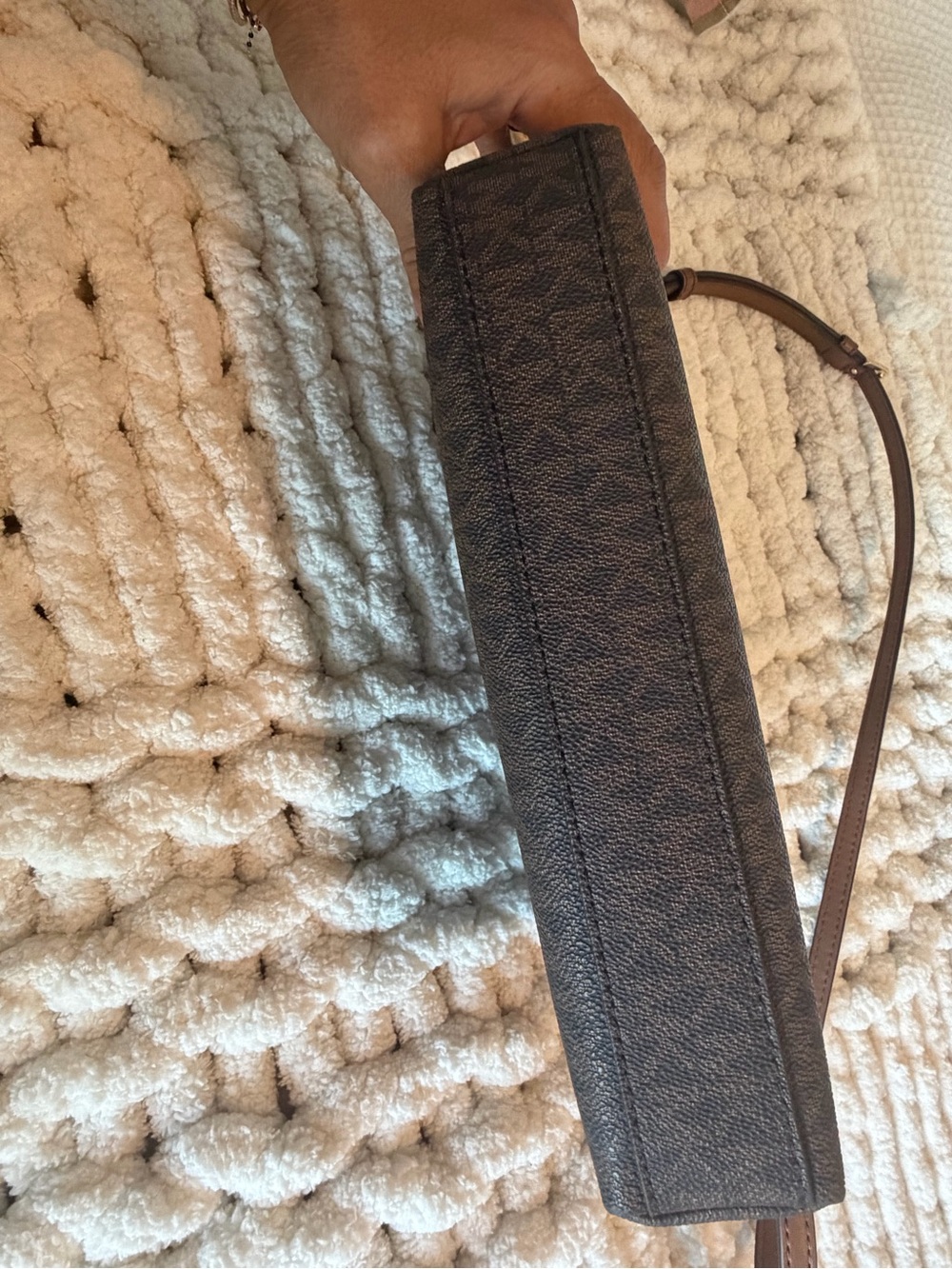 Michael Kors Dark Brown Signature Slim Crossbody with Gold Logo - Picture 3 of 7